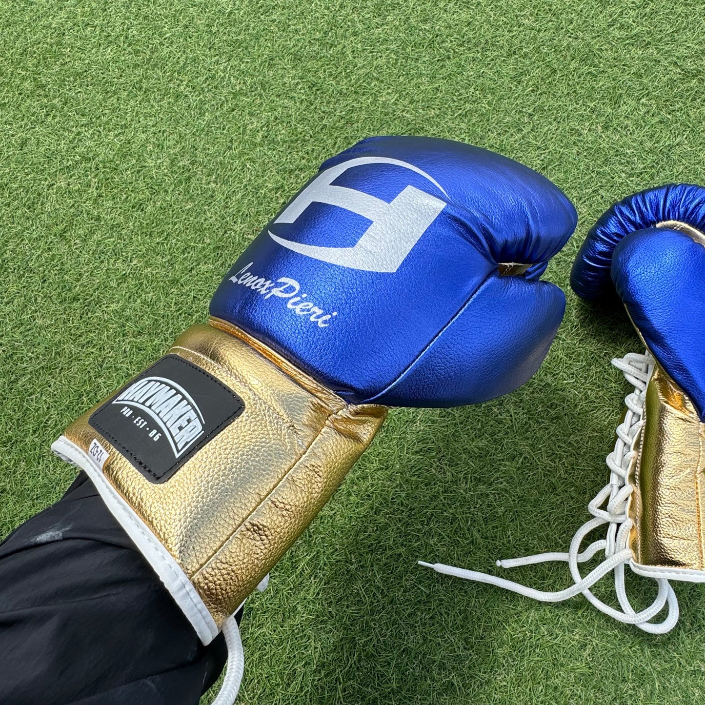 METALLIC BLUE GOLD | PRO ELITE GLOVES 100% LEATHER