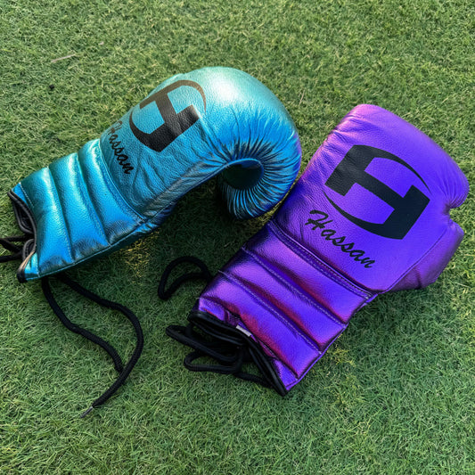 METALLIC PURPLE & TEAL | PRO ELITE GLOVES 100% LEATHER