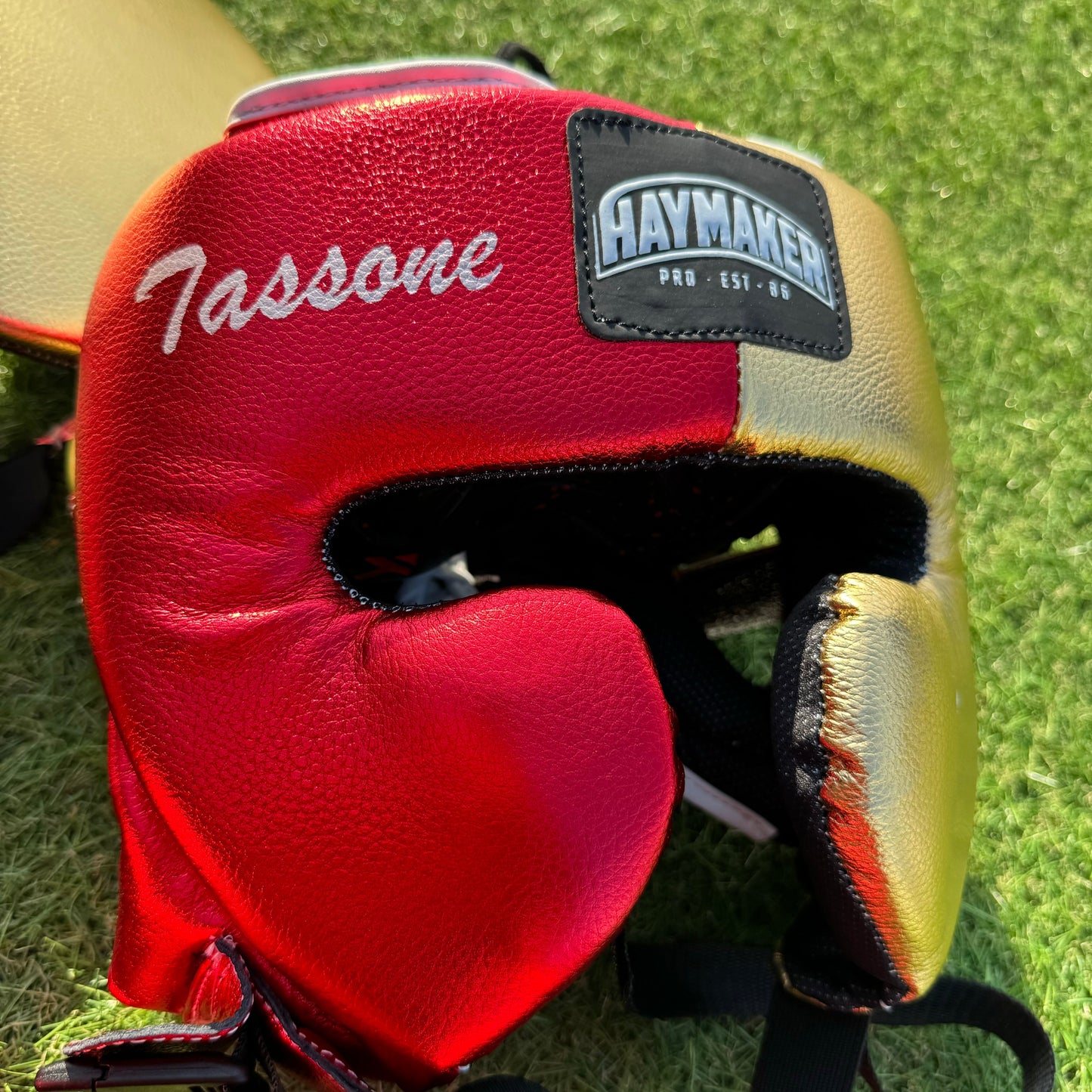 METALLIC RED & GOLD | BOXING GLOVES & SPARRING SET 100% LEATHER