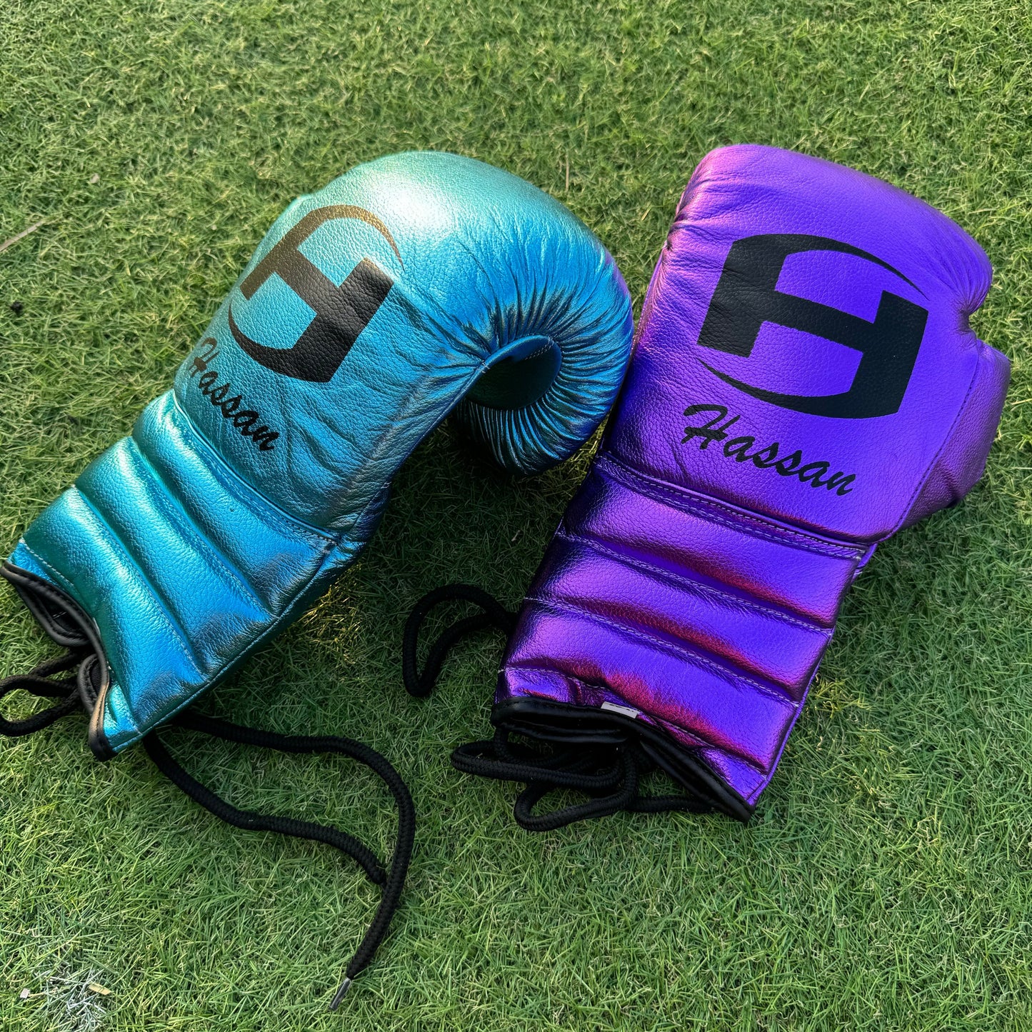 METALLIC PURPLE & TEAL | PRO ELITE GLOVES 100% LEATHER