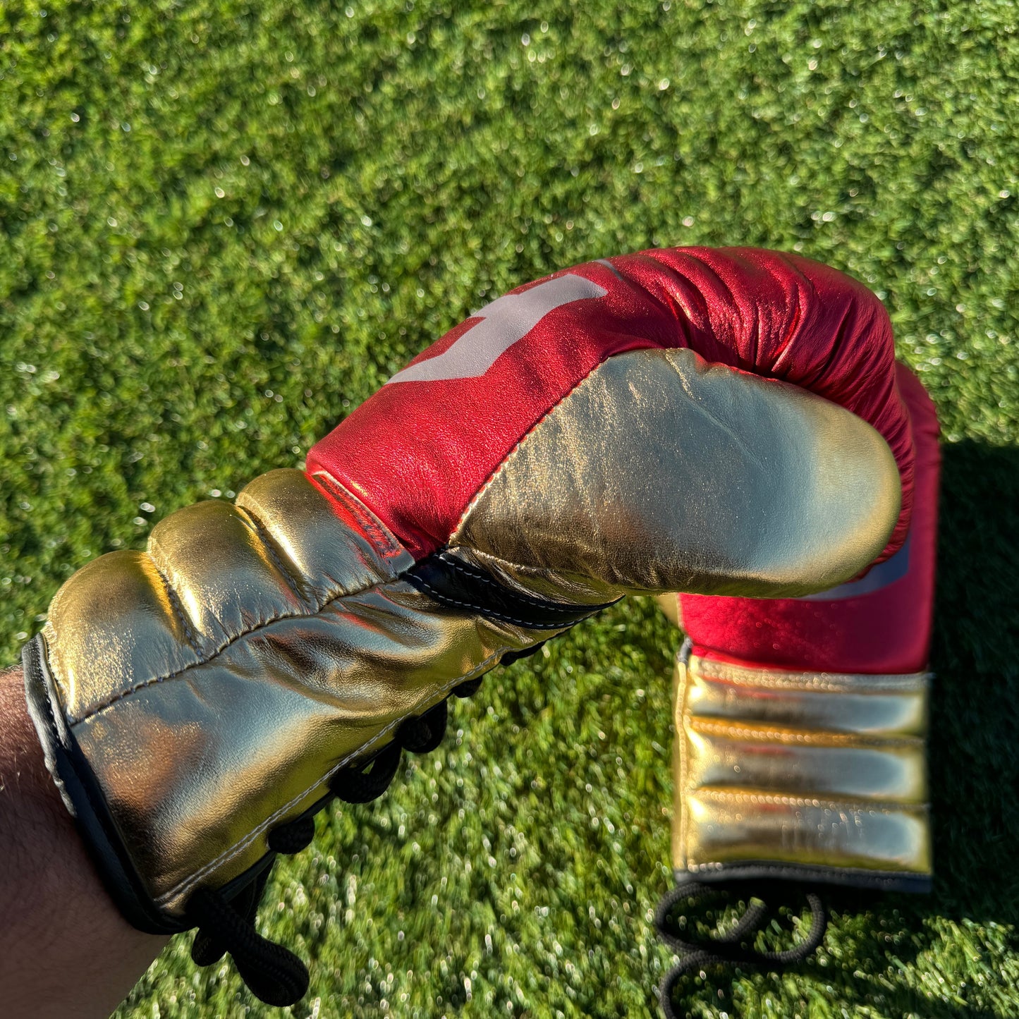 METALLIC RED & GOLD | PRO ELITE GLOVES 100% LEATHER