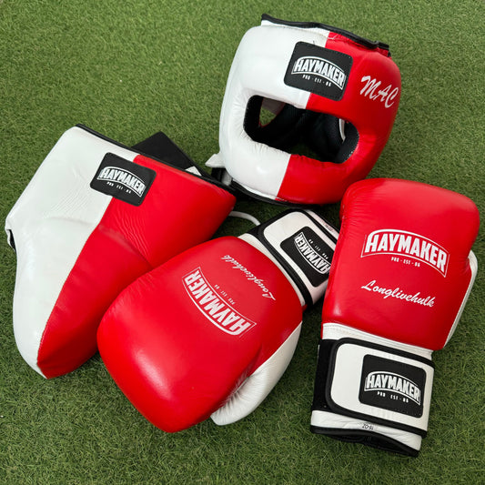 WHITE & RED | SPARRING SET | 100% LEATHER