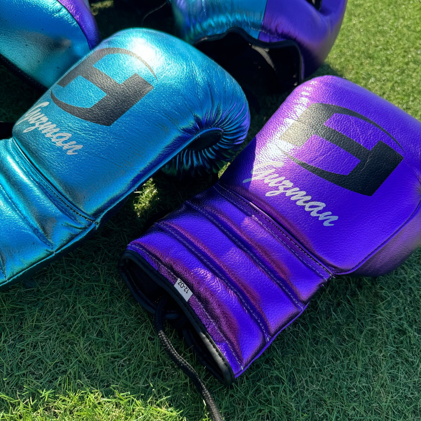 METALLIC TEAL & PURPLE | BOXING GLOVES & SPARRING SET 100% LEATHER