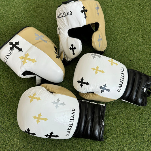 WHT BLK CREAM | CRUCIFIX | SPARRING SET | 100% LEATHER