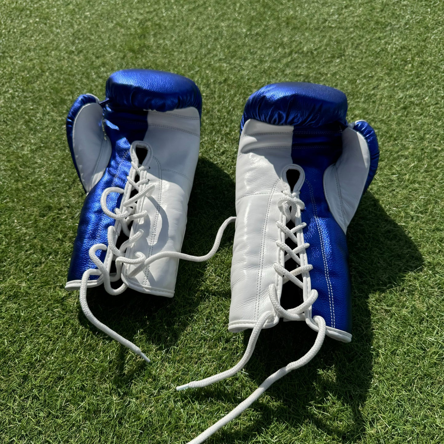 BLUE & WHITE | PRO ELITE GLOVES 100% LEATHER