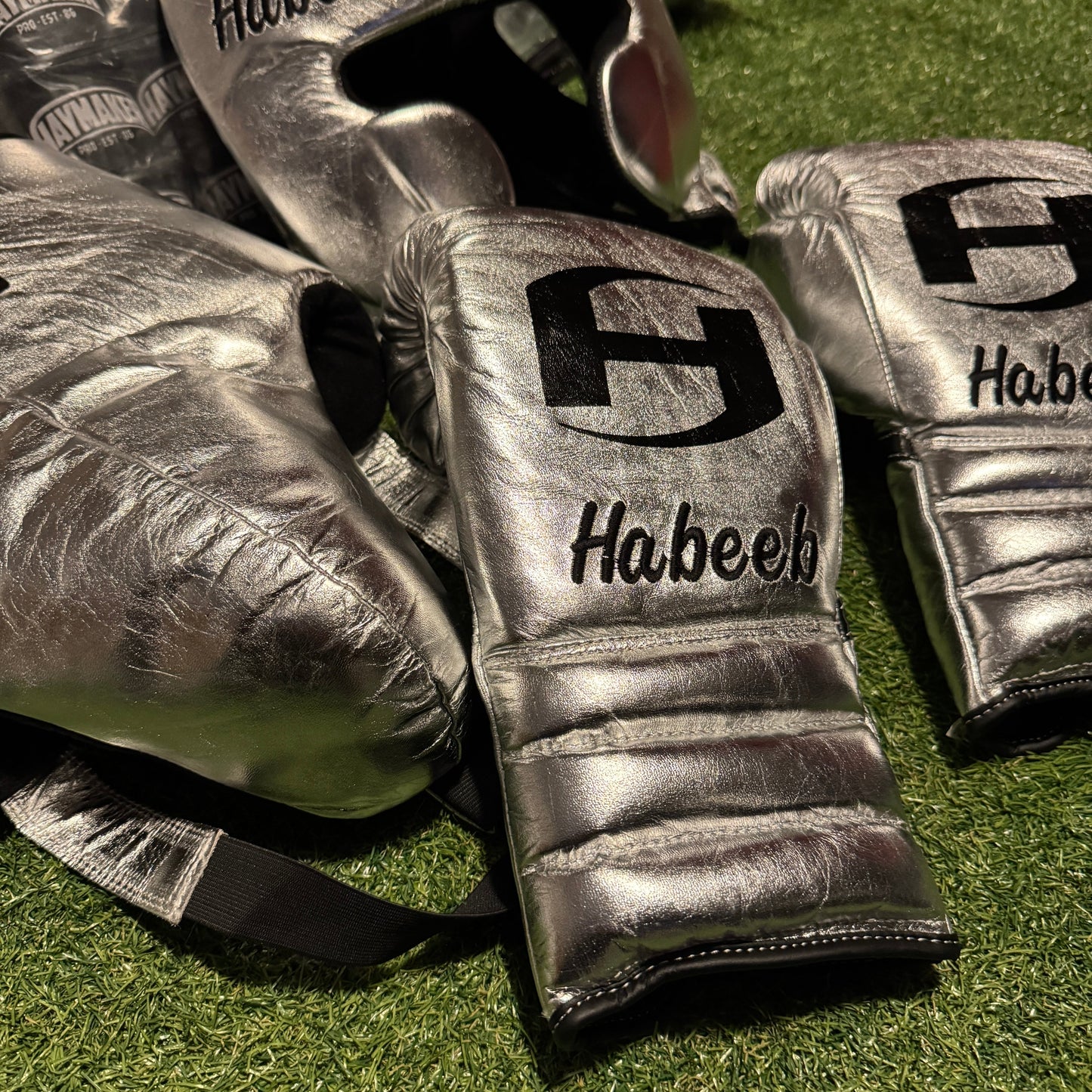 METALLIC SILVER | BOXING GLOVES & SPARRING SET | 100% LEATHER