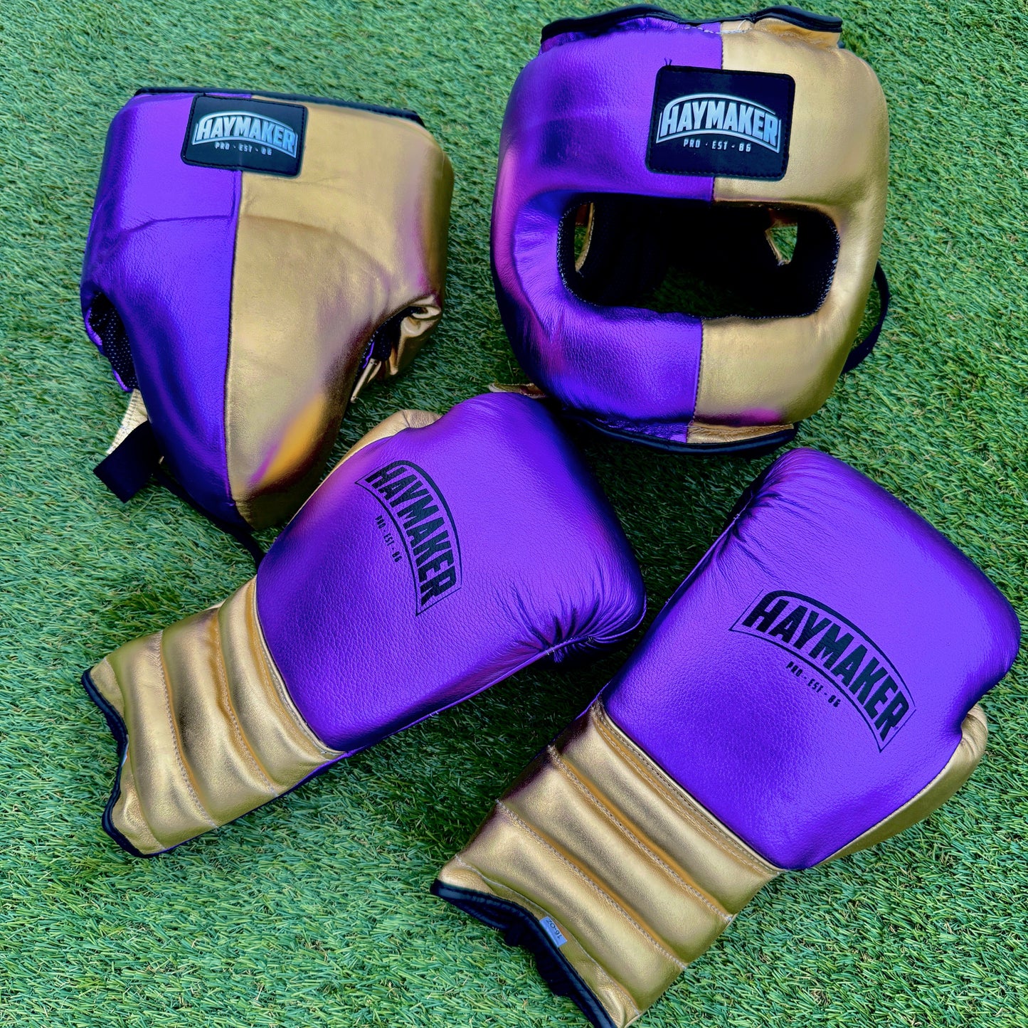METLLIC PURPLE GOLD | SPARRING SET | 100% LEATHER