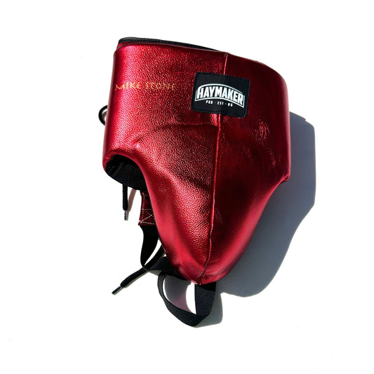 METALLIC RED | BOXING GROIN GUARD 100% LEATHER