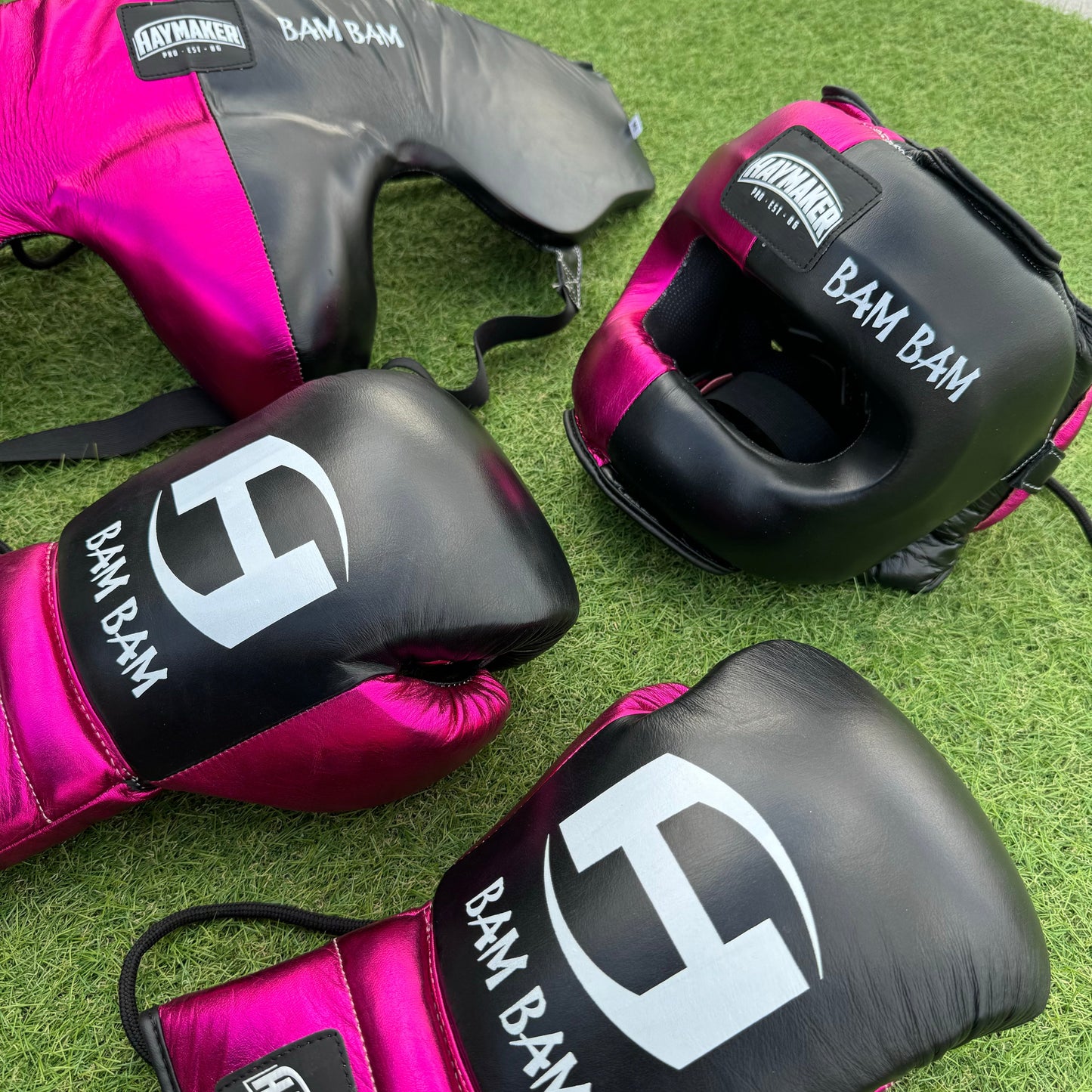 METALLIC PINK & BLACK | BOXING GLOVES & SPARRING SET | 100% LEATHER