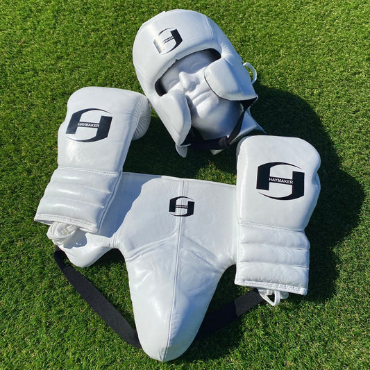 WHITE | BOXING GLOVES & SPARRING SET 100% LEATHER