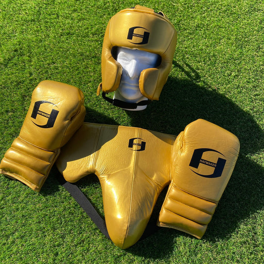 SEMI METALLIC GOLD | BOXING GLOVES & SPARRING SET 100% LEATHER